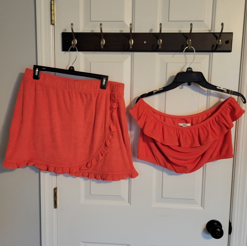 Bar III Terry Tube Top & Skirt Cover-up Set